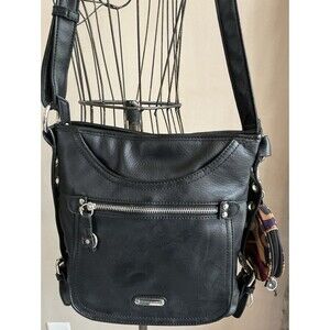 Franco Sarto Black Crossbody Shoulder Handbag Purse W/ Coin Case EUC